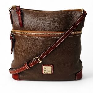 Dooney & Bourke Brown Tmoro Pebble Leather Zip Crossbody Bag
